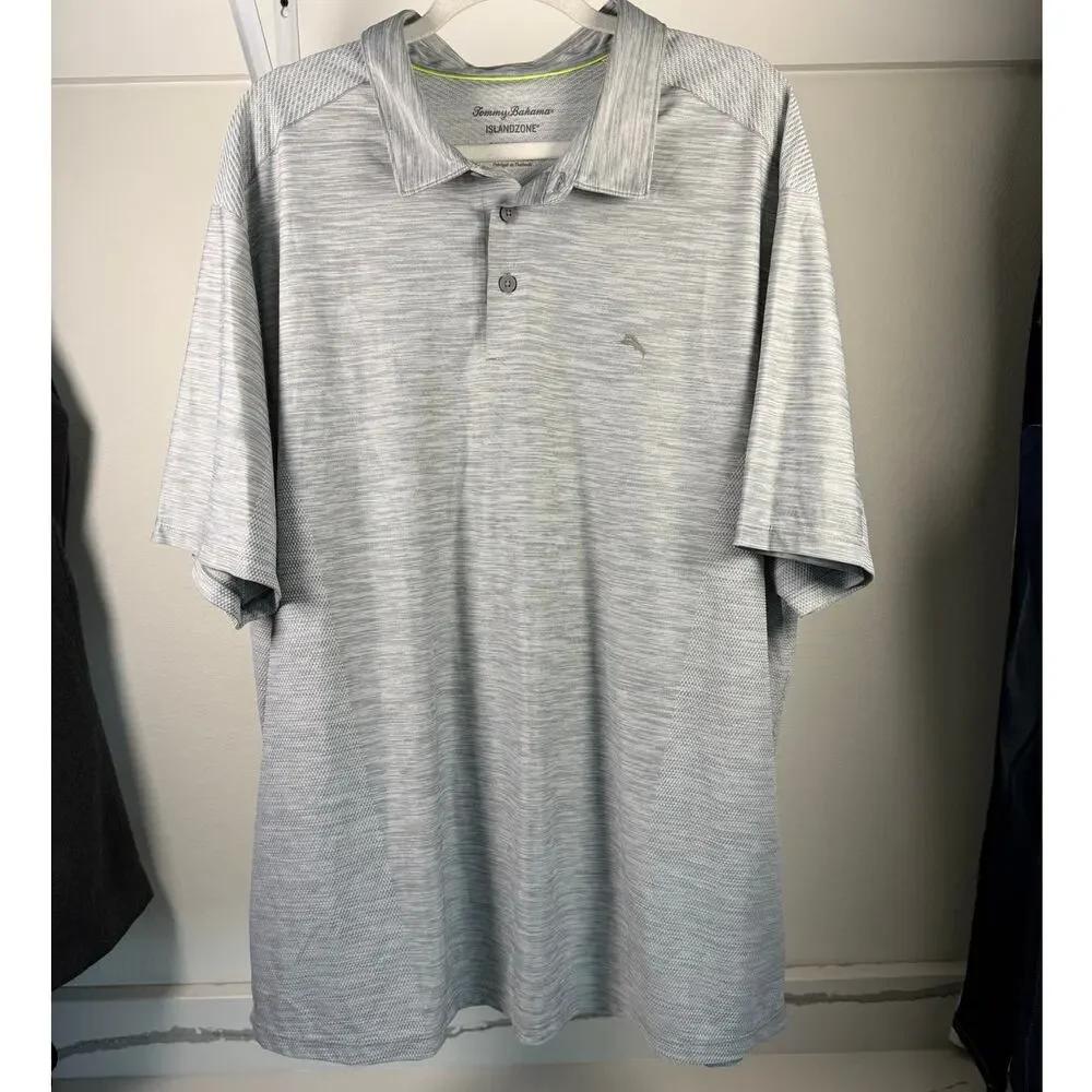 Tommy Bahama Island Zone Performance Polo‎ Shirt Men's Size 2XLB Gray XXL